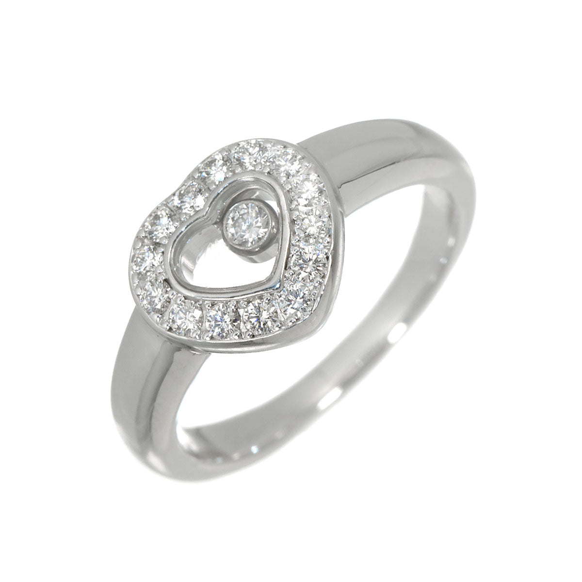 Happy Diamond Heart Ring 18K White Gold 750 Size5.5-5.75(US)