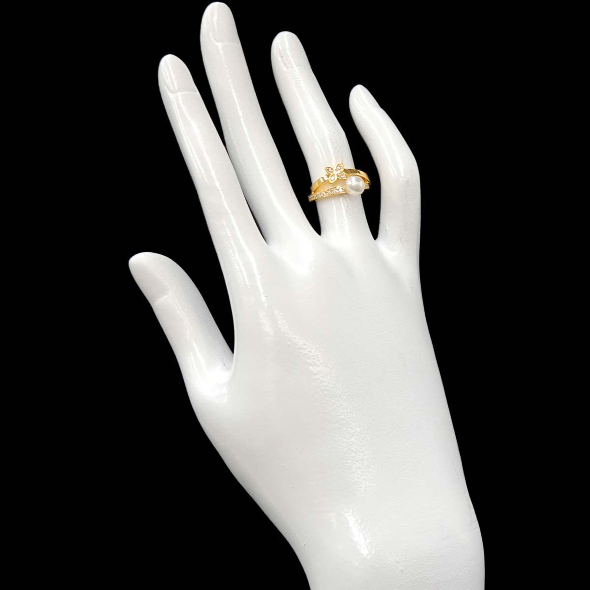 Akoya Pearl 5.7mm Diamond Ring 18K YG 750 size4-4.5(US)