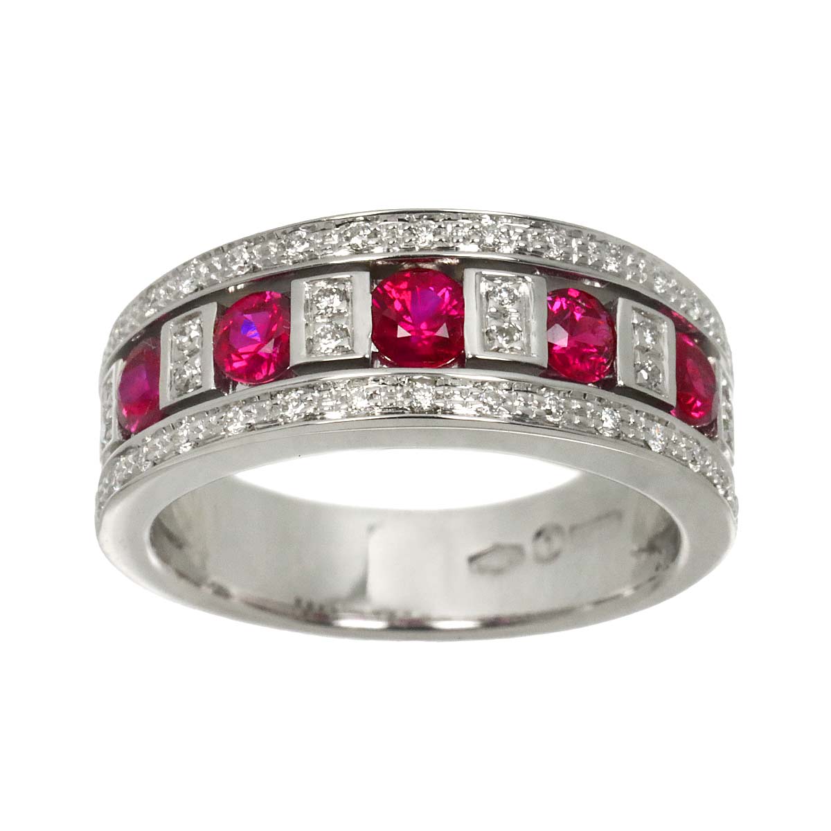 Belle Epoque Ruby Diamond Ring 18K WG 750 Size5.5-5.75(US)