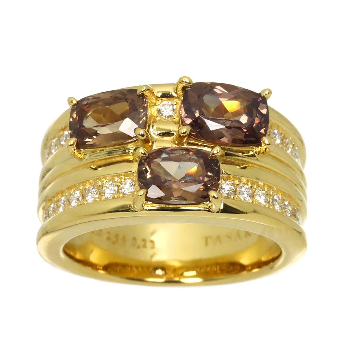 Garnet 2.96ct Diamond 0.23ct Ring 18K YG 750 size6-6.25(US)