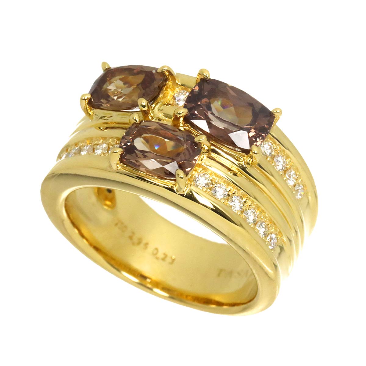 Garnet 2.96ct Diamond 0.23ct Ring 18K YG 750 size6-6.25(US)