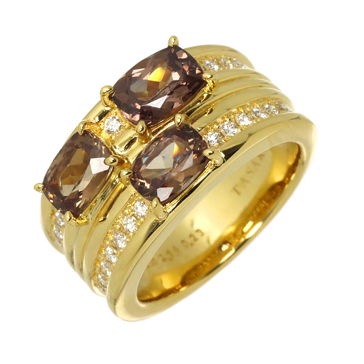 Garnet 2.96ct Diamond 0.23ct Ring 18K YG 750 size6-6.25(US)