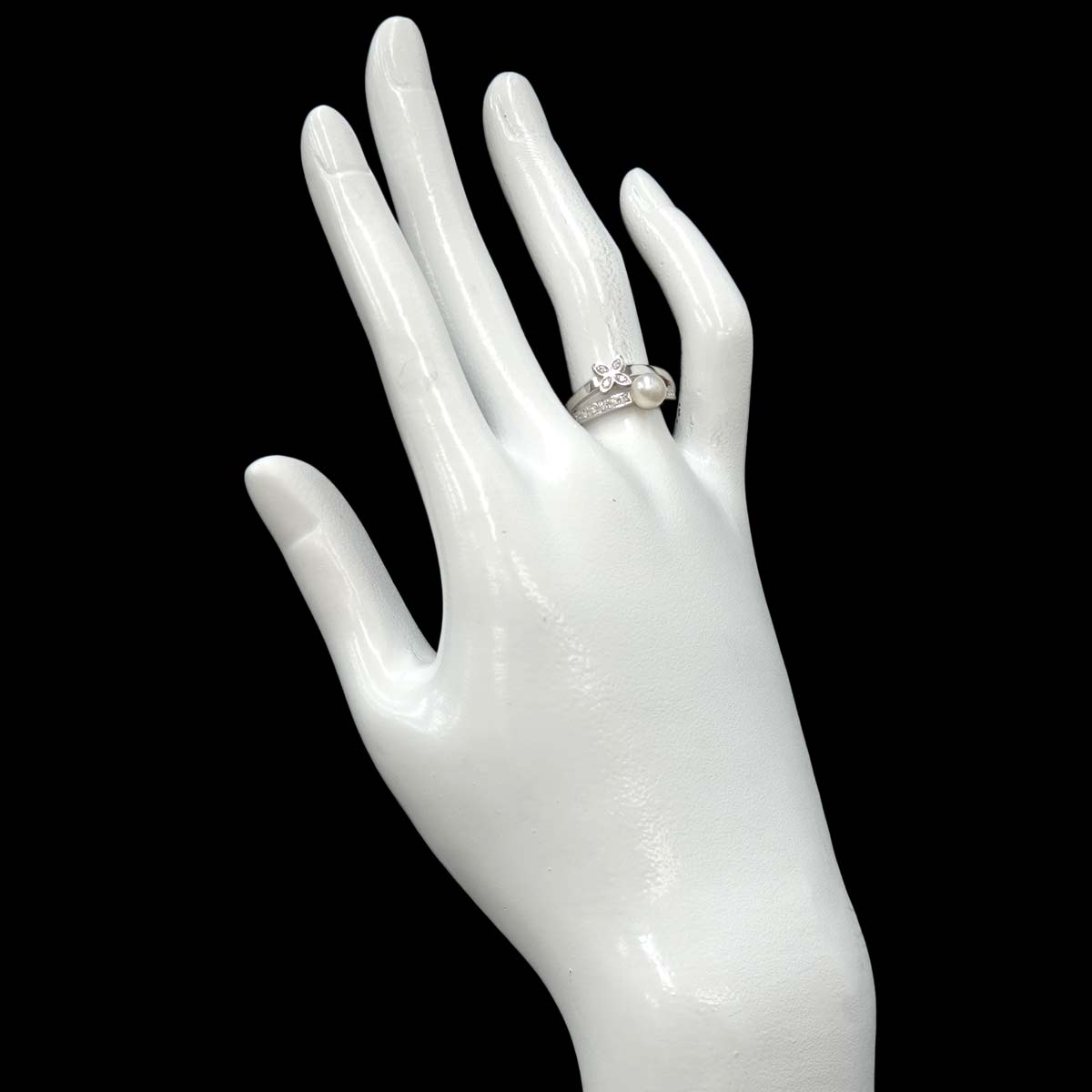 Akoya Pearl 5.6mm Diamond Ring Platinum size6.25-6.5(US)