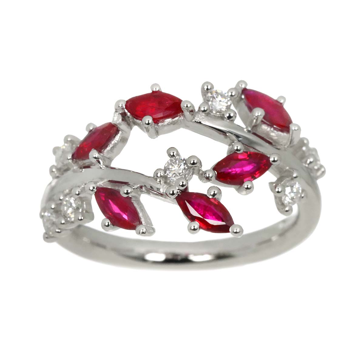 Ruby 1.70ct Diamond 0.42ct Ring 18K WG size6(US)