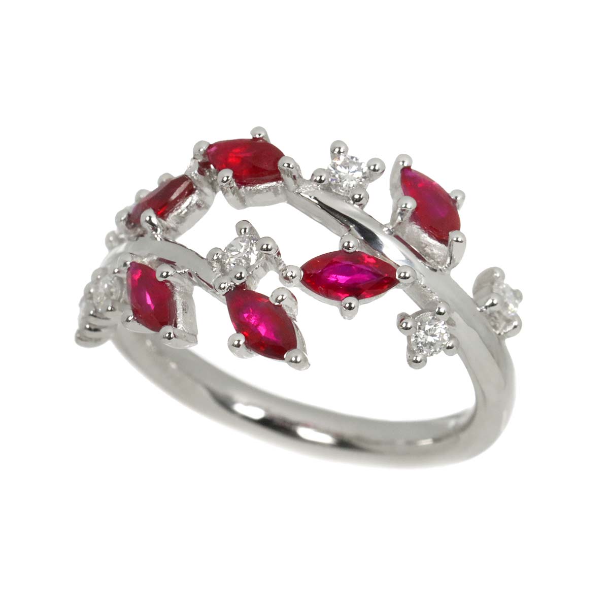 Ruby 1.70ct Diamond 0.42ct Ring 18K WG size6(US)