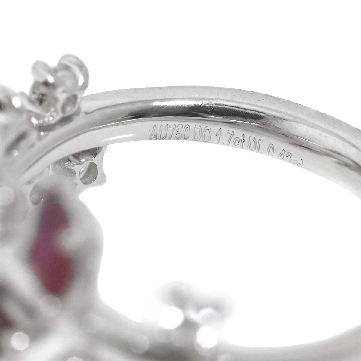 Ruby 1.70ct Diamond 0.42ct Ring 18K WG size6(US)