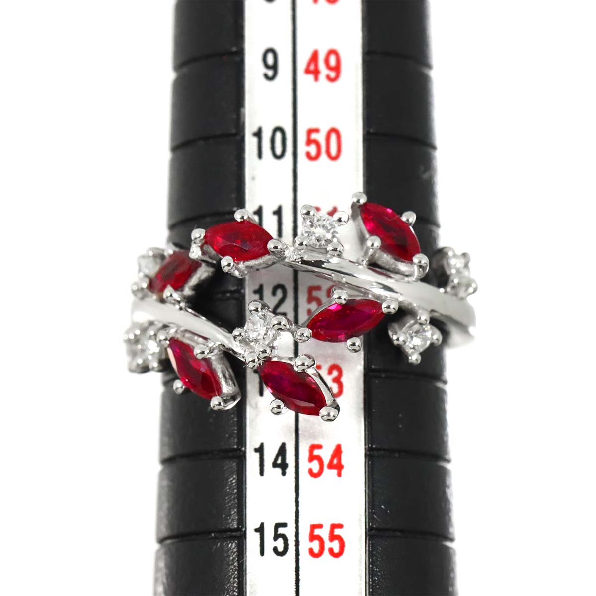 Ruby 1.70ct Diamond 0.42ct Ring 18K WG size6(US)