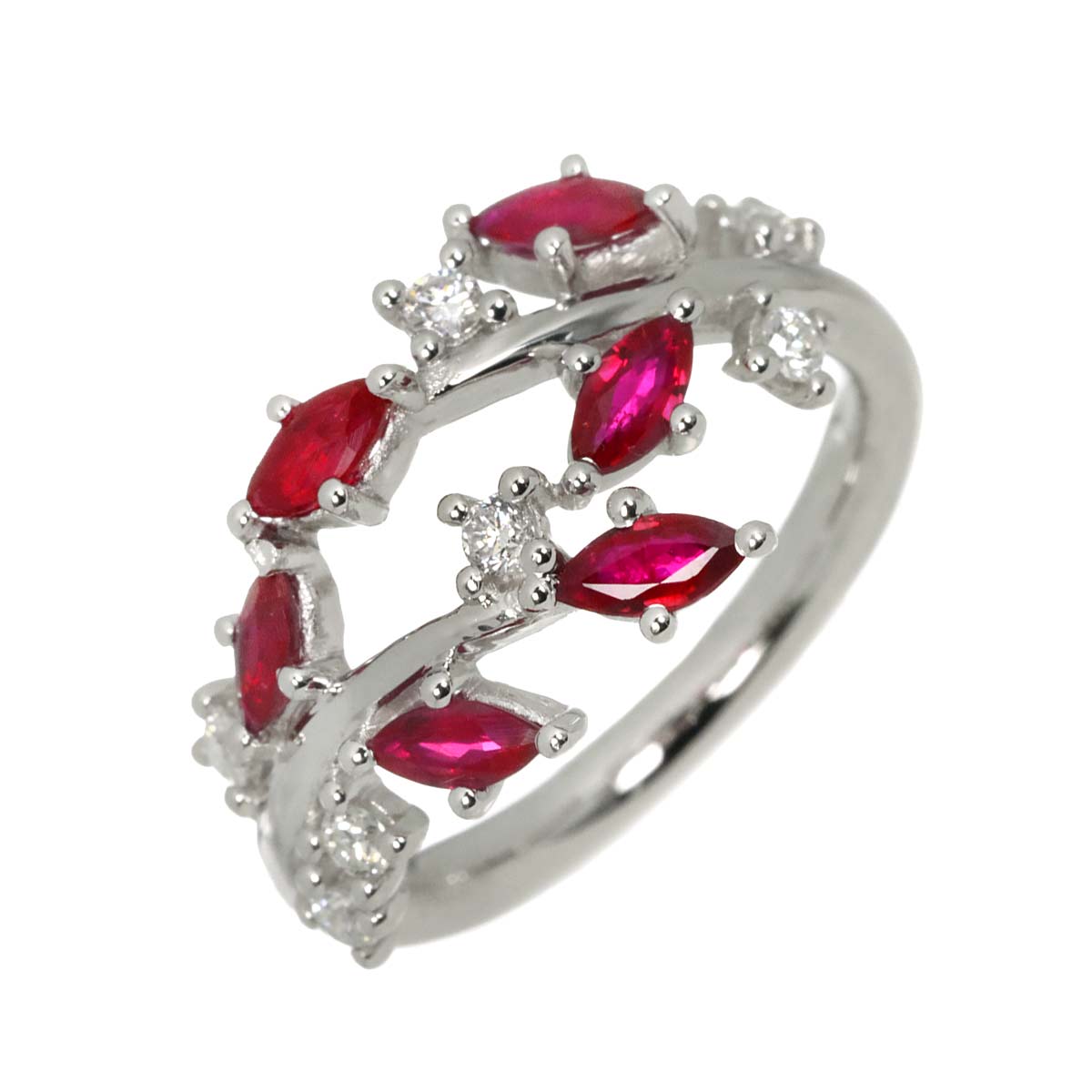 Ruby 1.70ct Diamond 0.42ct Ring 18K WG size6(US)