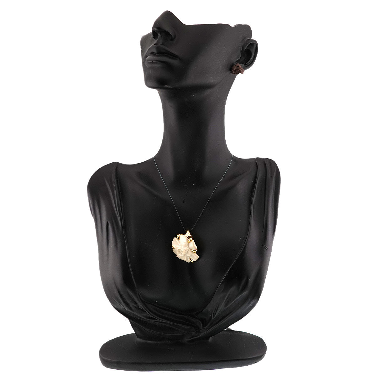 Camellia Pendant Top Cacholong 18K Yellow Gold 750