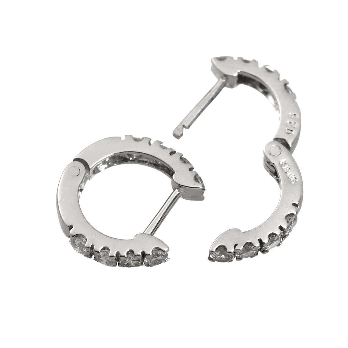 Diamond 0.26ct/0.26ct Earrings Pierced 18K K18 WG 750