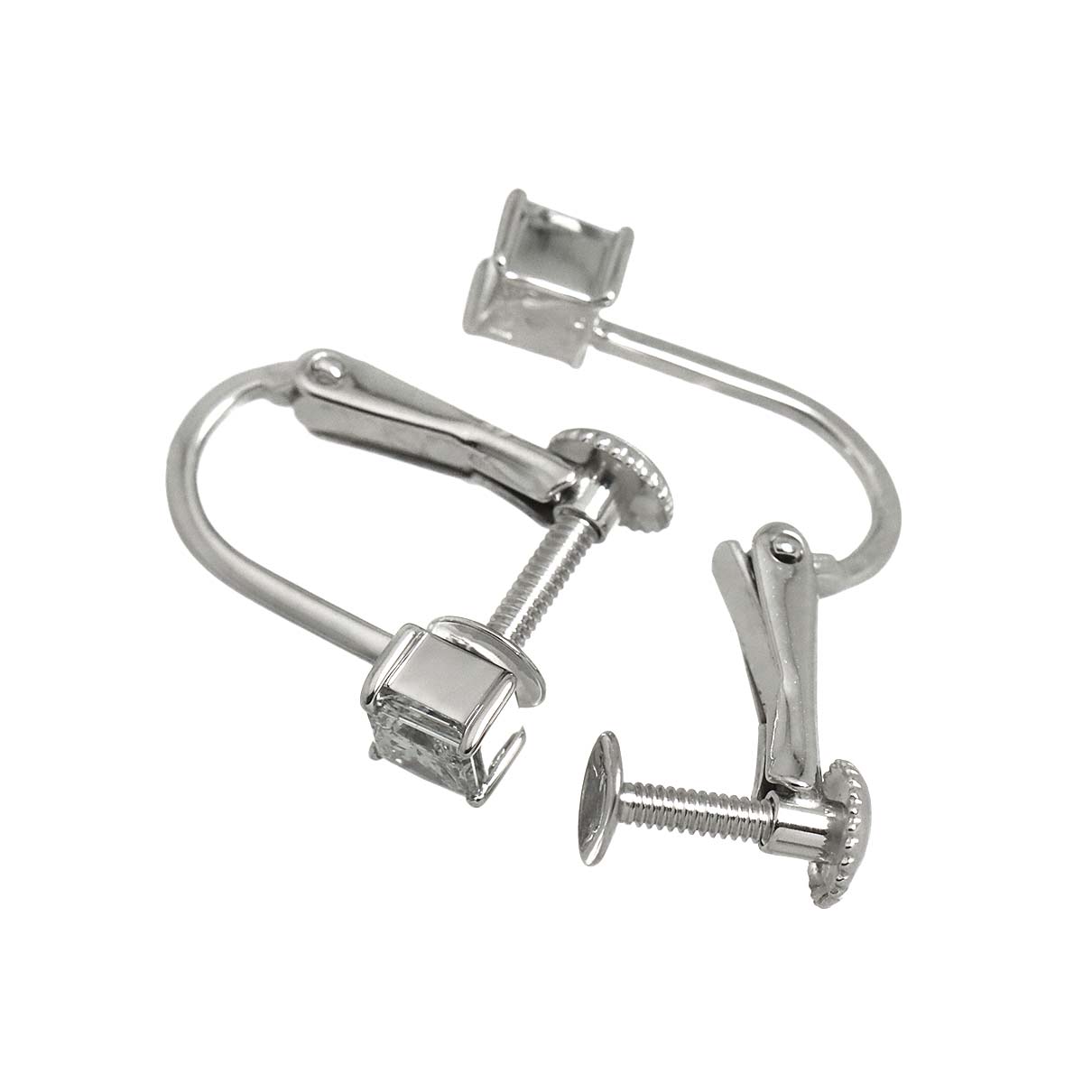 Diamond 0.20ct/0.20ct Earrings Clip on Platinum 14K White Gold 585