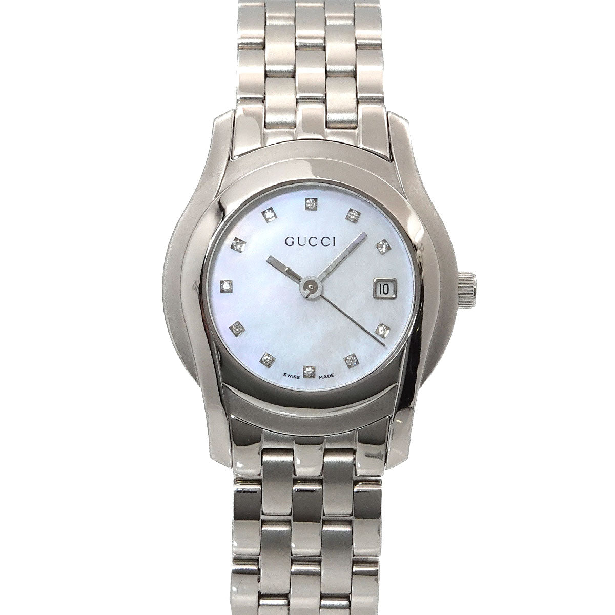 5500L 11P Diamond Quartz White Shell Dial Watch