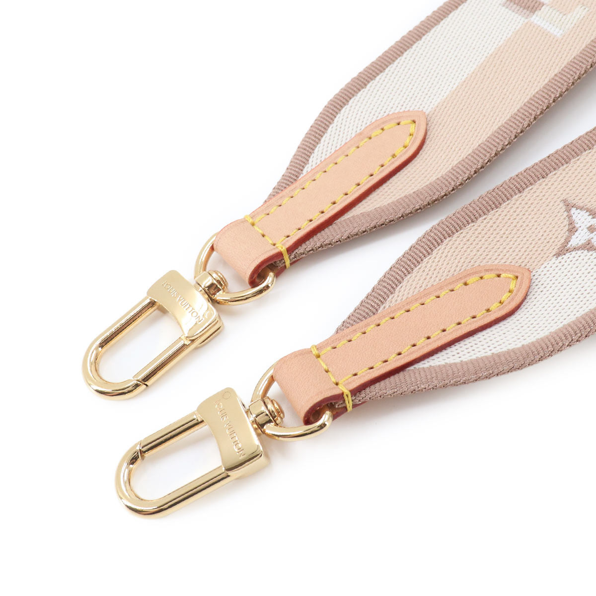 Shoulder Strap Canvas Leather Beige Logos