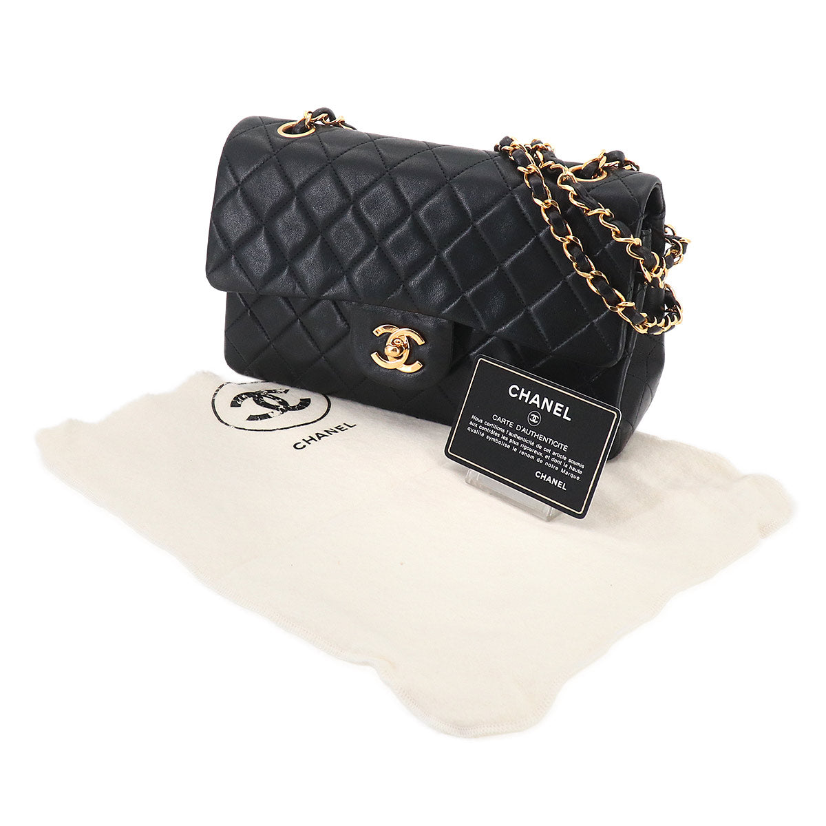 Matelasse 23 Chain Shoulder Bag Leather Black A01113 Vintage
