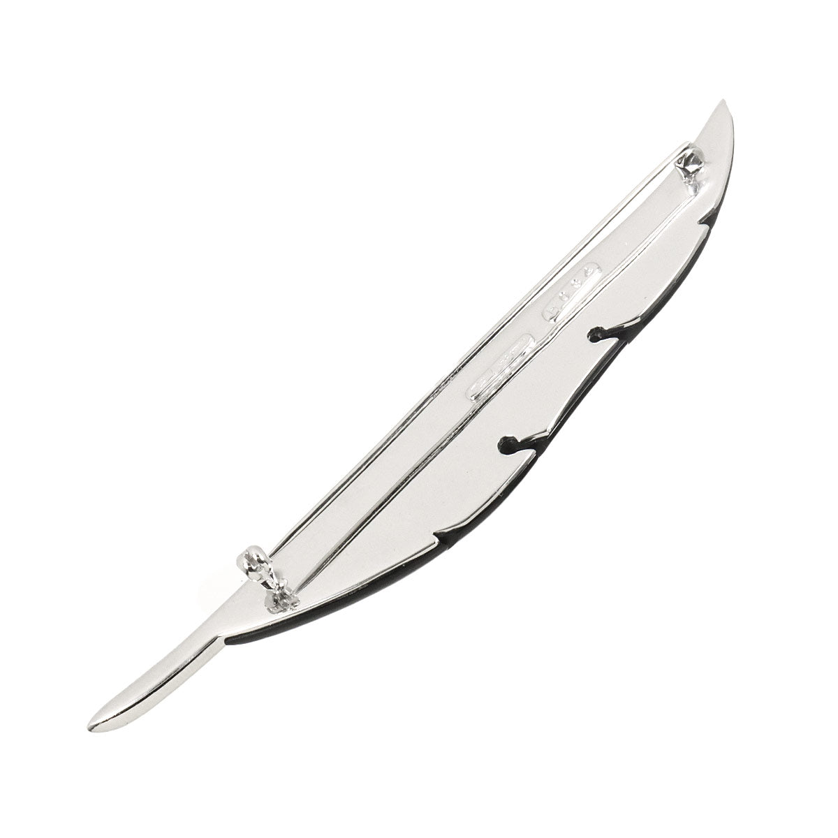 Onyx Diamond Brooch 18K White Gold 750
