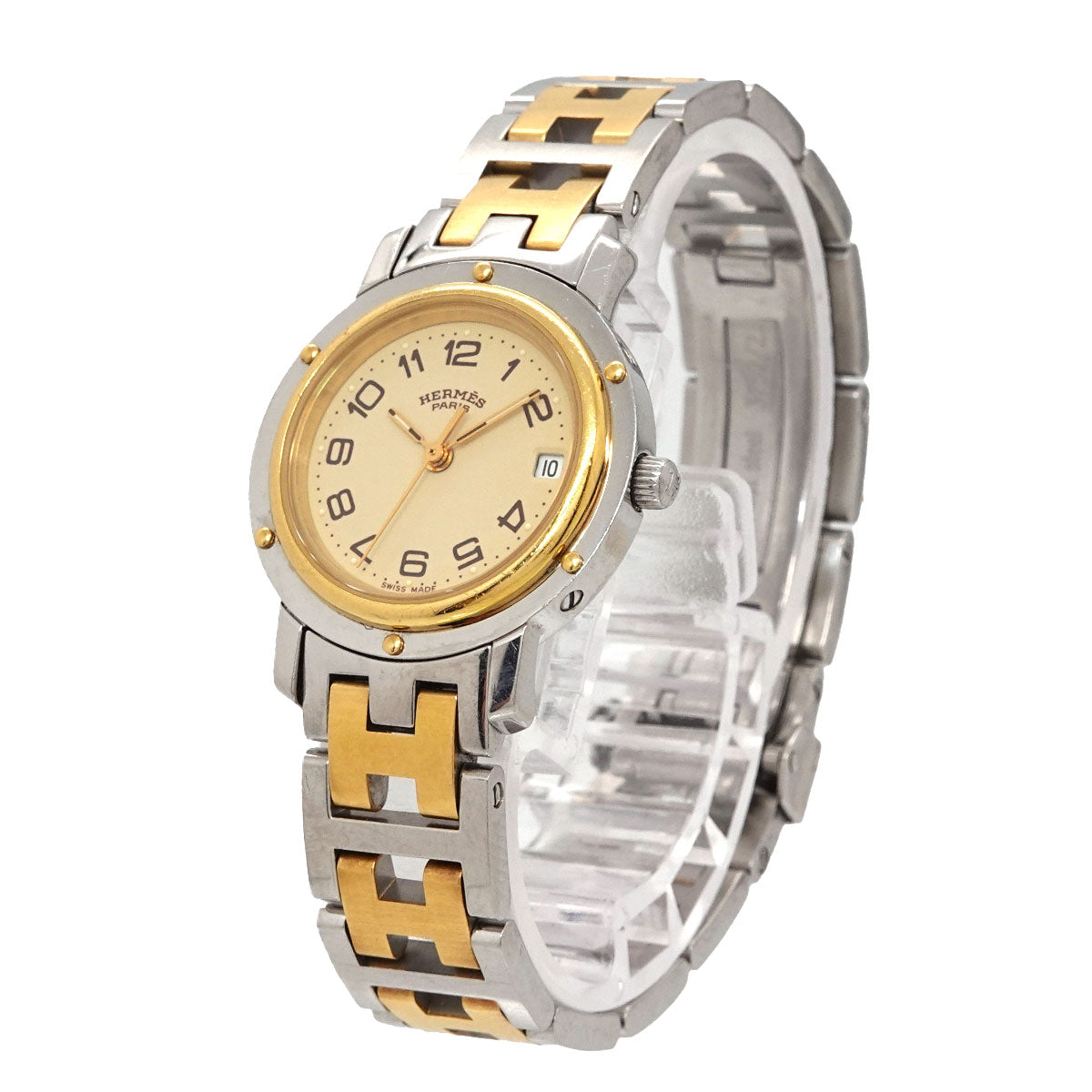 Clipper Two Tone CL4 220 Quartz Date cream Dial Ladies Watch