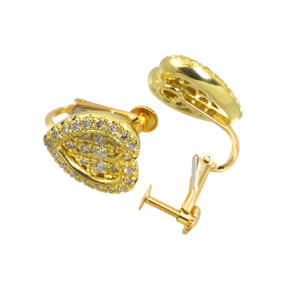 Diamond 0.35ct/0.35ct Earrings 18K K18 YG 750