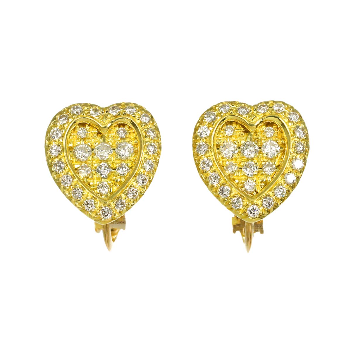 Diamond 0.35ct/0.35ct Earrings 18K K18 YG 750