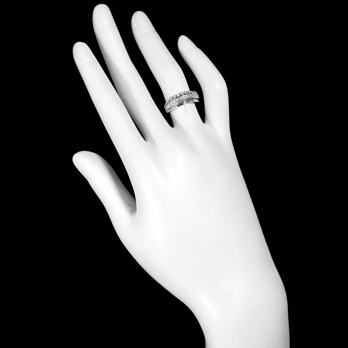 Diamond 0.34ct Ring 18K K18 WG White Gold size5.25-5.5(US)