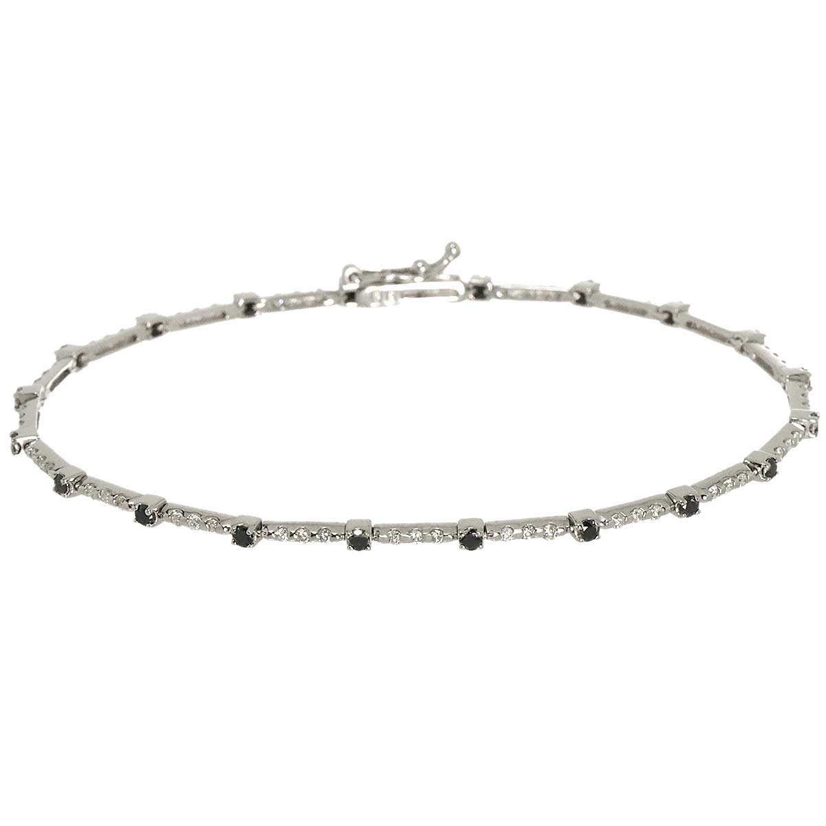 Diamond 0.54ct BlackDiamond 0.56ct Bracelet 18K K18 WG White Gold 750