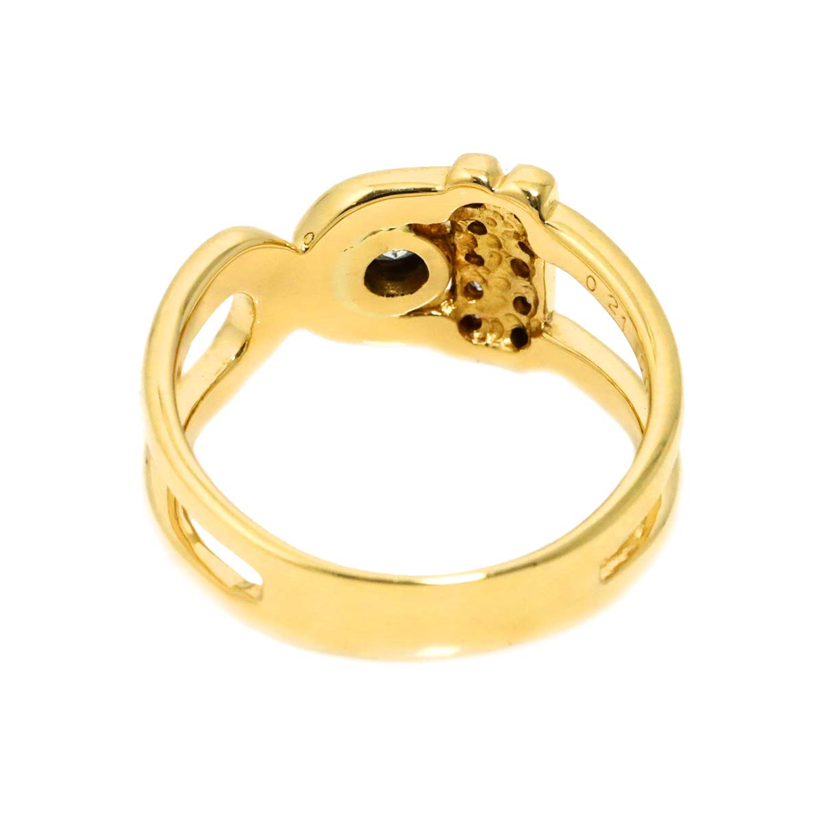 Diamond 0.21ct/0.10ct Ring 18K YG Yellow Gold 750 6-6.25(US)