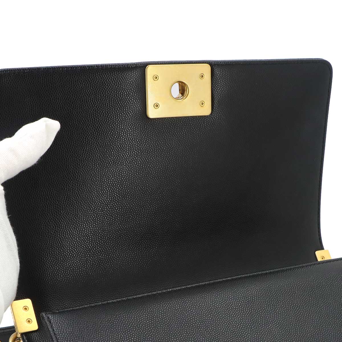 BOY CHANEL Chain Shoulder Bag Leather Black A67086 Purse