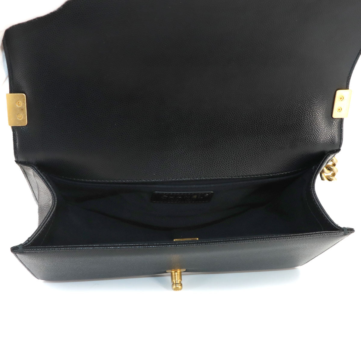 BOY CHANEL Chain Shoulder Bag Leather Black A67086 Purse