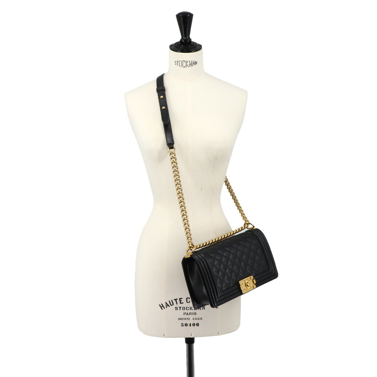 BOY CHANEL Chain Shoulder Bag Leather Black A67086 Purse