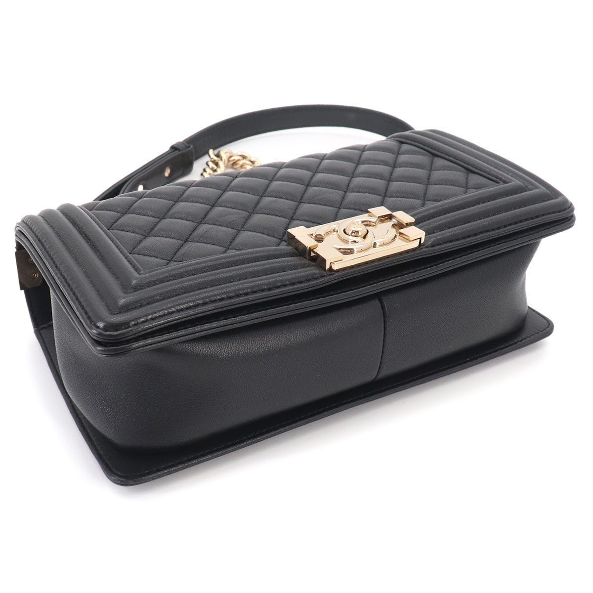 BOY CHANEL Chain Shoulder Bag Leather Black A67086 Purse