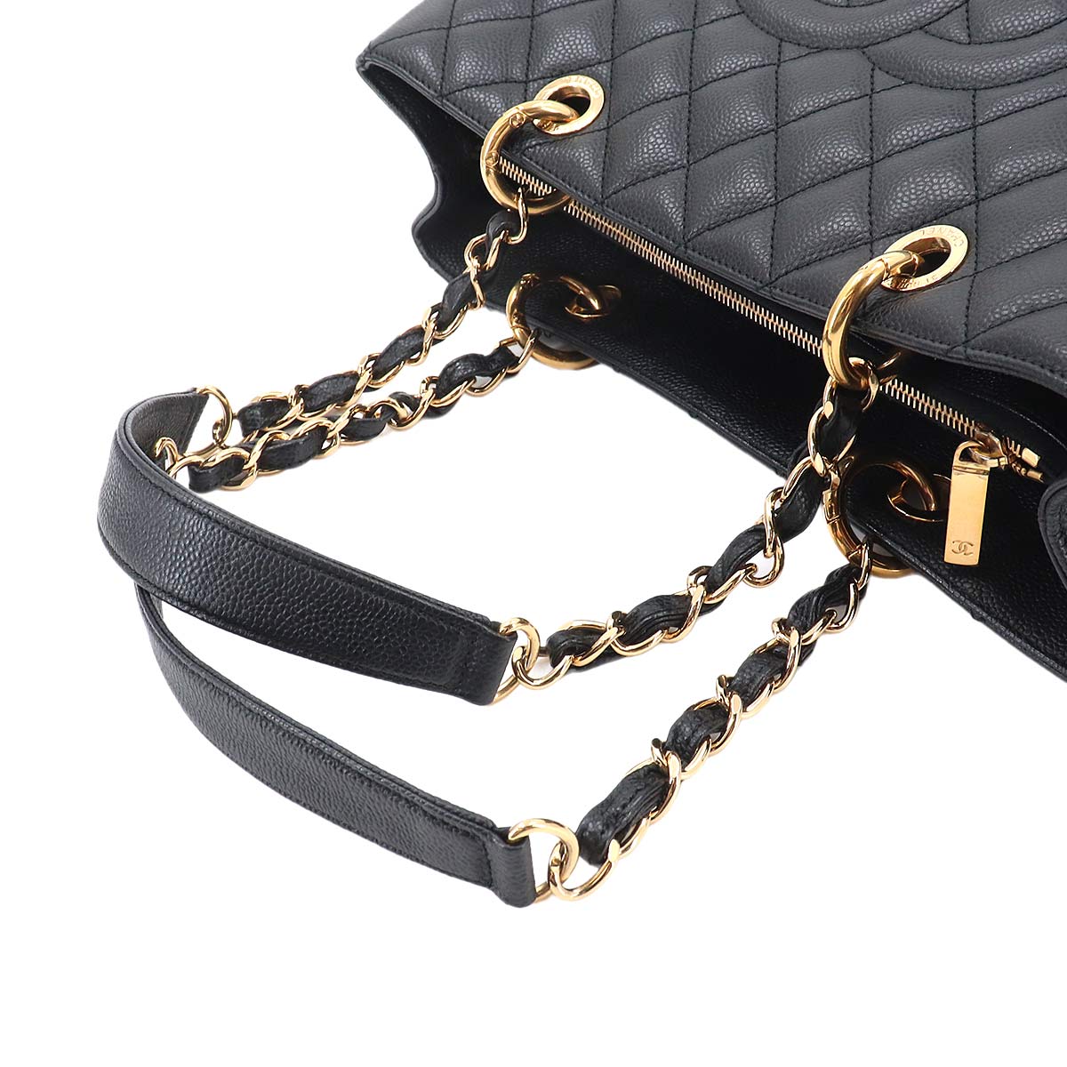 Matelasse Grand Shopping Tote Bag Leather Black GST A50995
