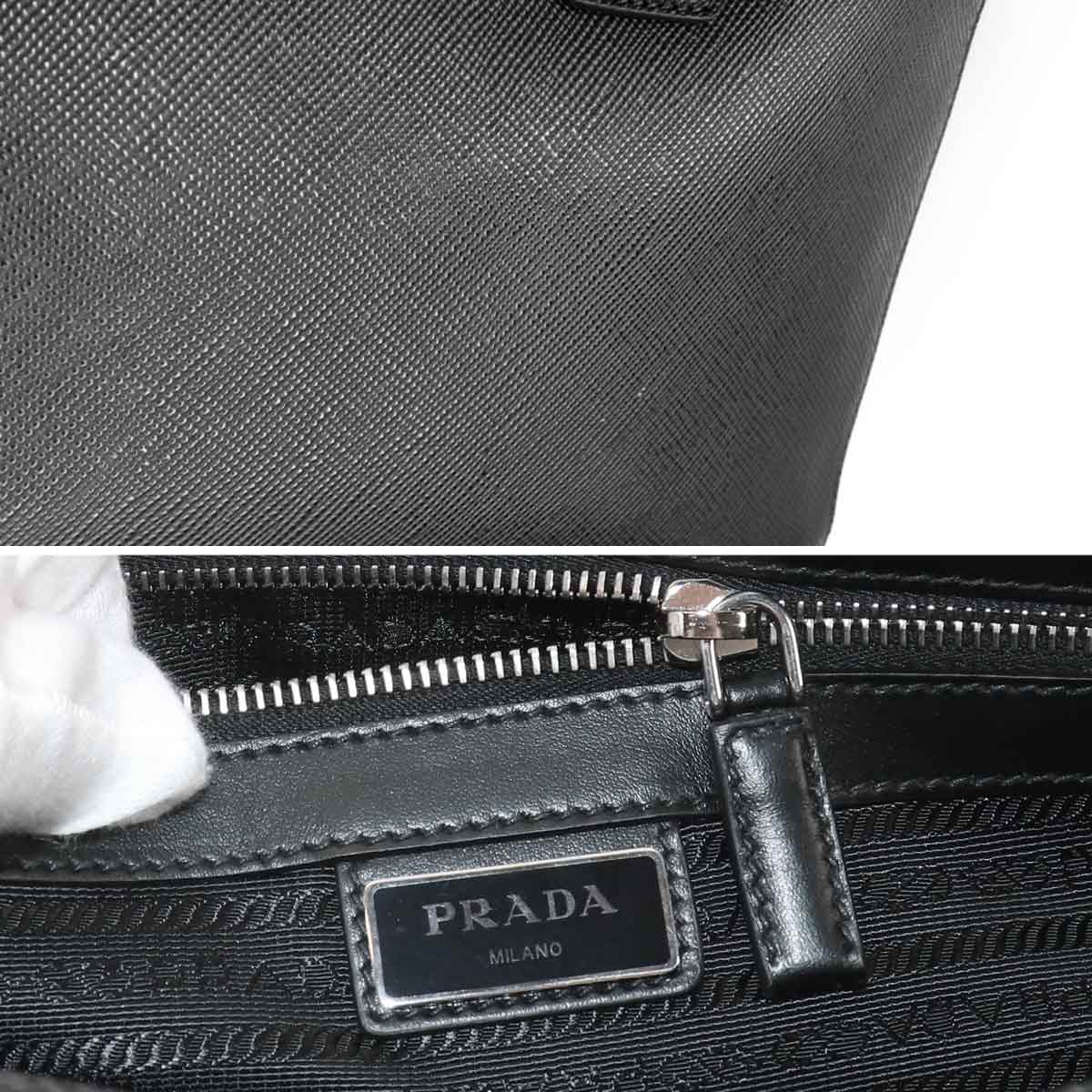 Briefcase Shoulder Bag Saffiano Leather Black 2VE366