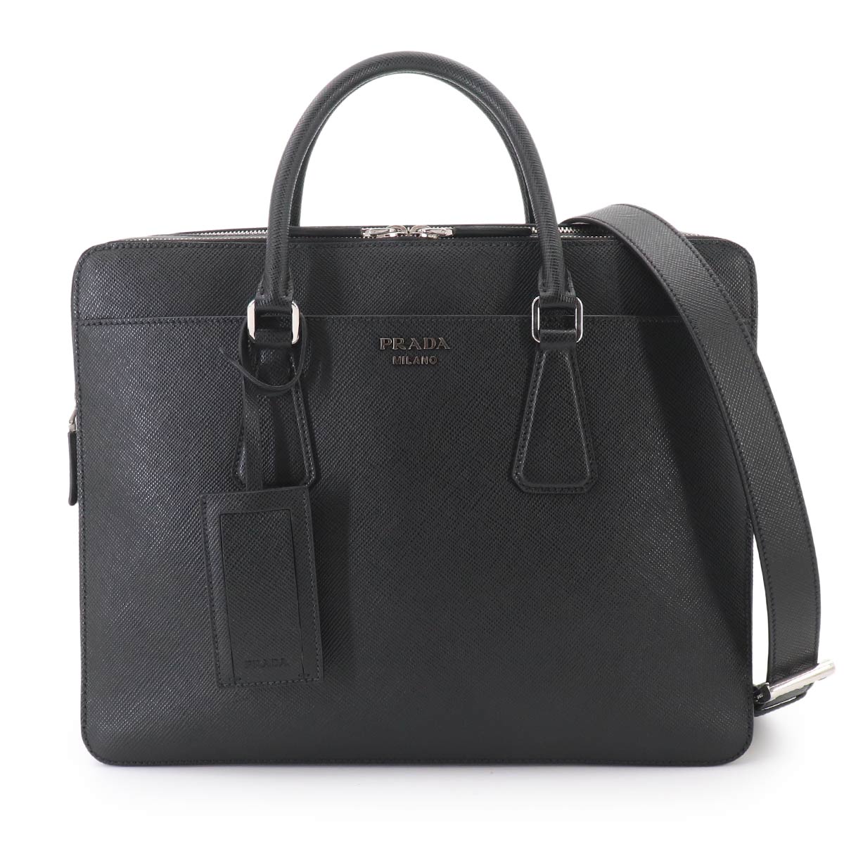 Briefcase Shoulder Bag Saffiano Leather Black 2VE366