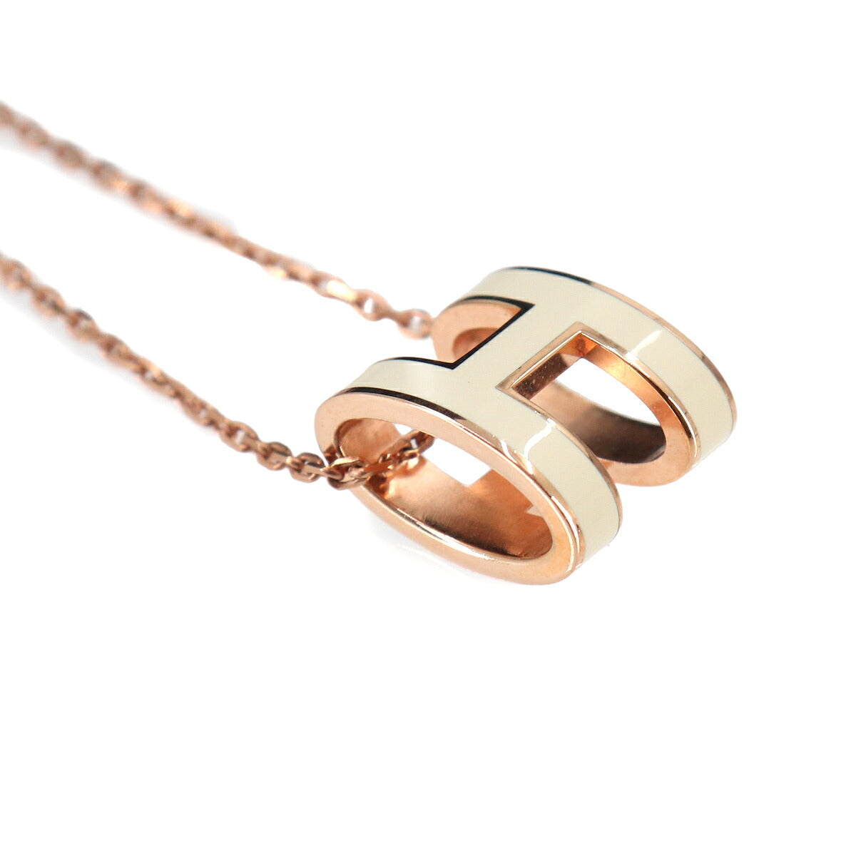 Pop H Chain Necklace White Pink gold Accessory