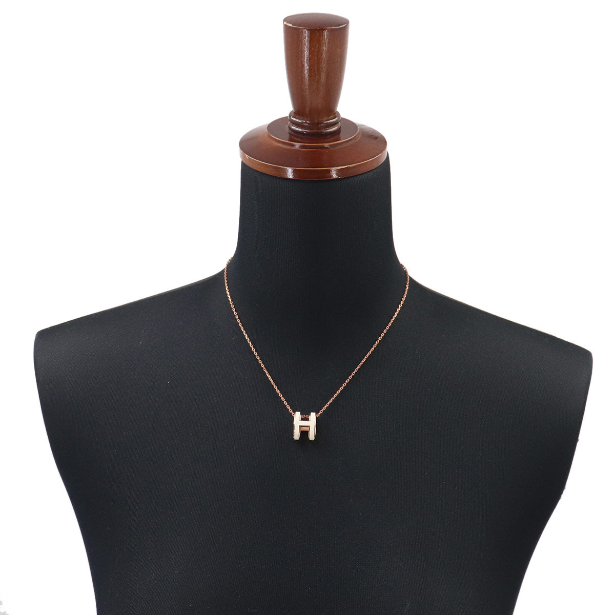Pop H Chain Necklace White Pink gold Accessory