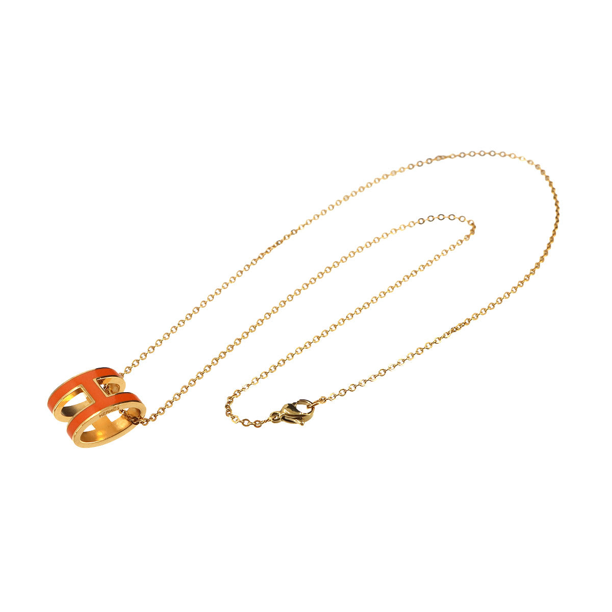 Pop H Chain Necklace Orange graffiti Gold Accessory