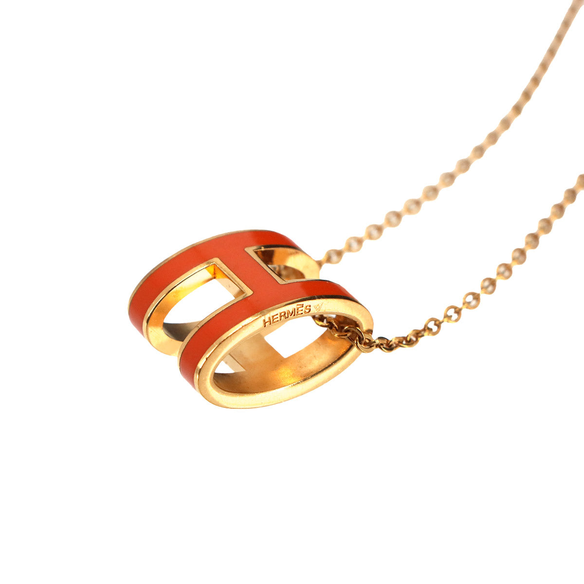 Pop H Chain Necklace Orange graffiti Gold Accessory