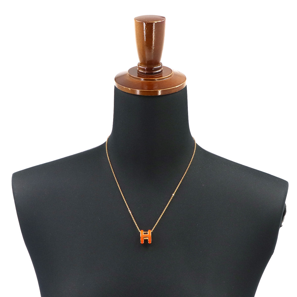 Pop H Chain Necklace Orange graffiti Gold Accessory