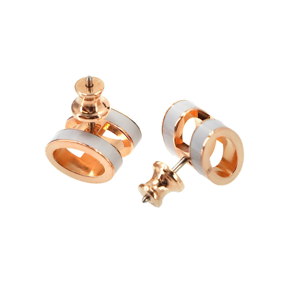 Pop H Earrings White Rosgold Pierced Accessory