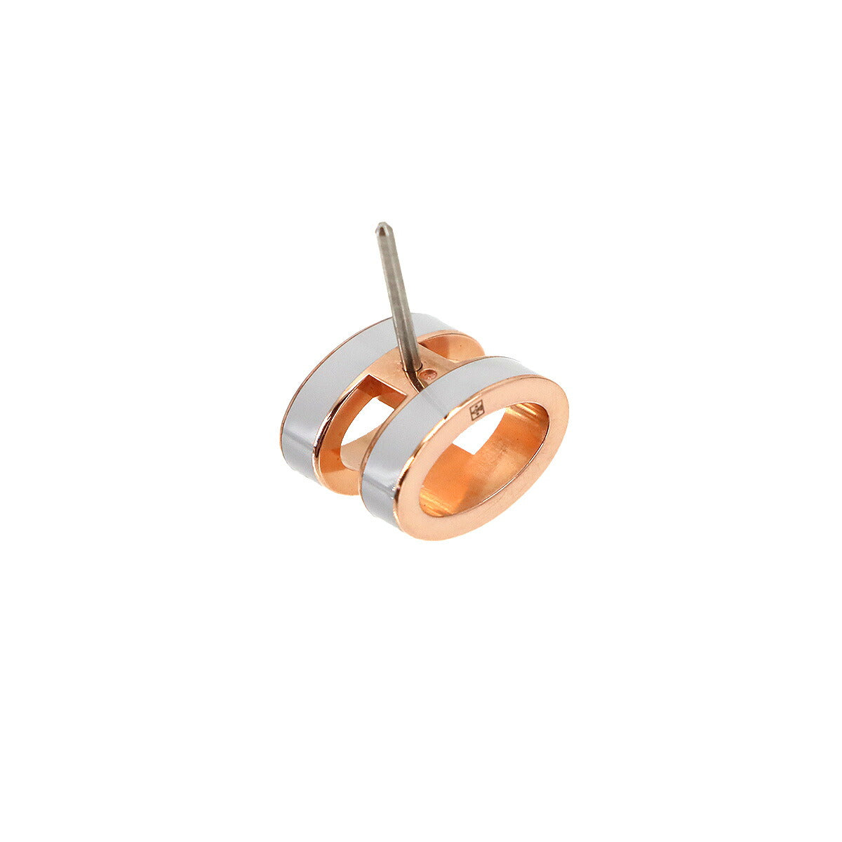 Pop H Earrings White Rosgold Pierced Accessory