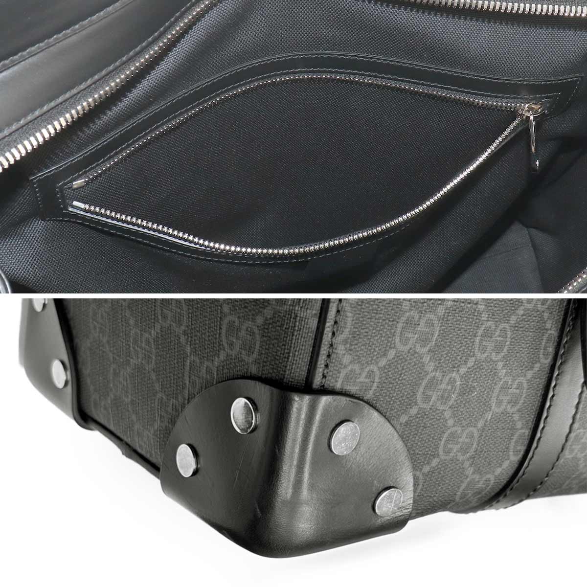 GG Supreme Tote Bag Leather Black Gray 626356 Purse
