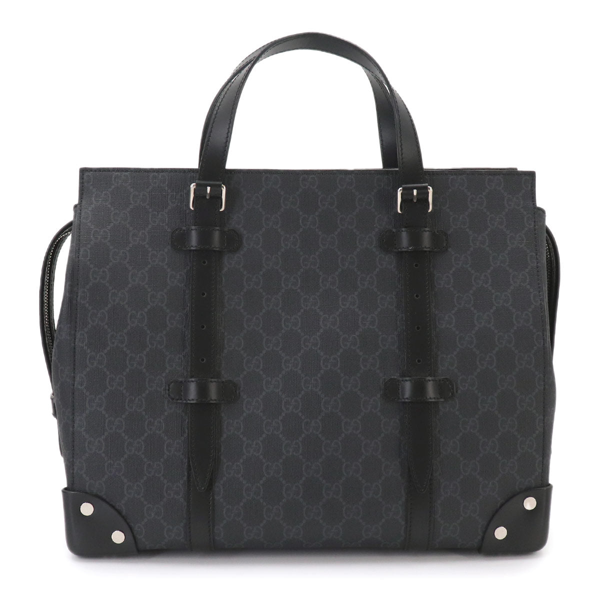 GG Supreme Tote Bag Leather Black Gray 626356 Purse