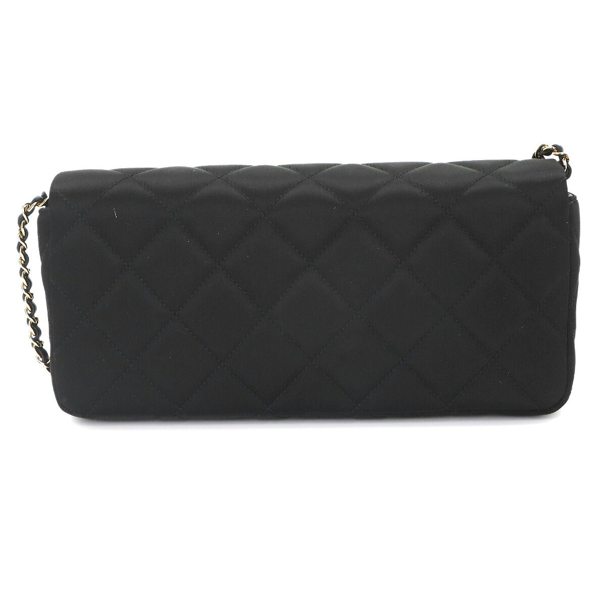 Matelasse Chain Shoulder Bag Satin Black Purse