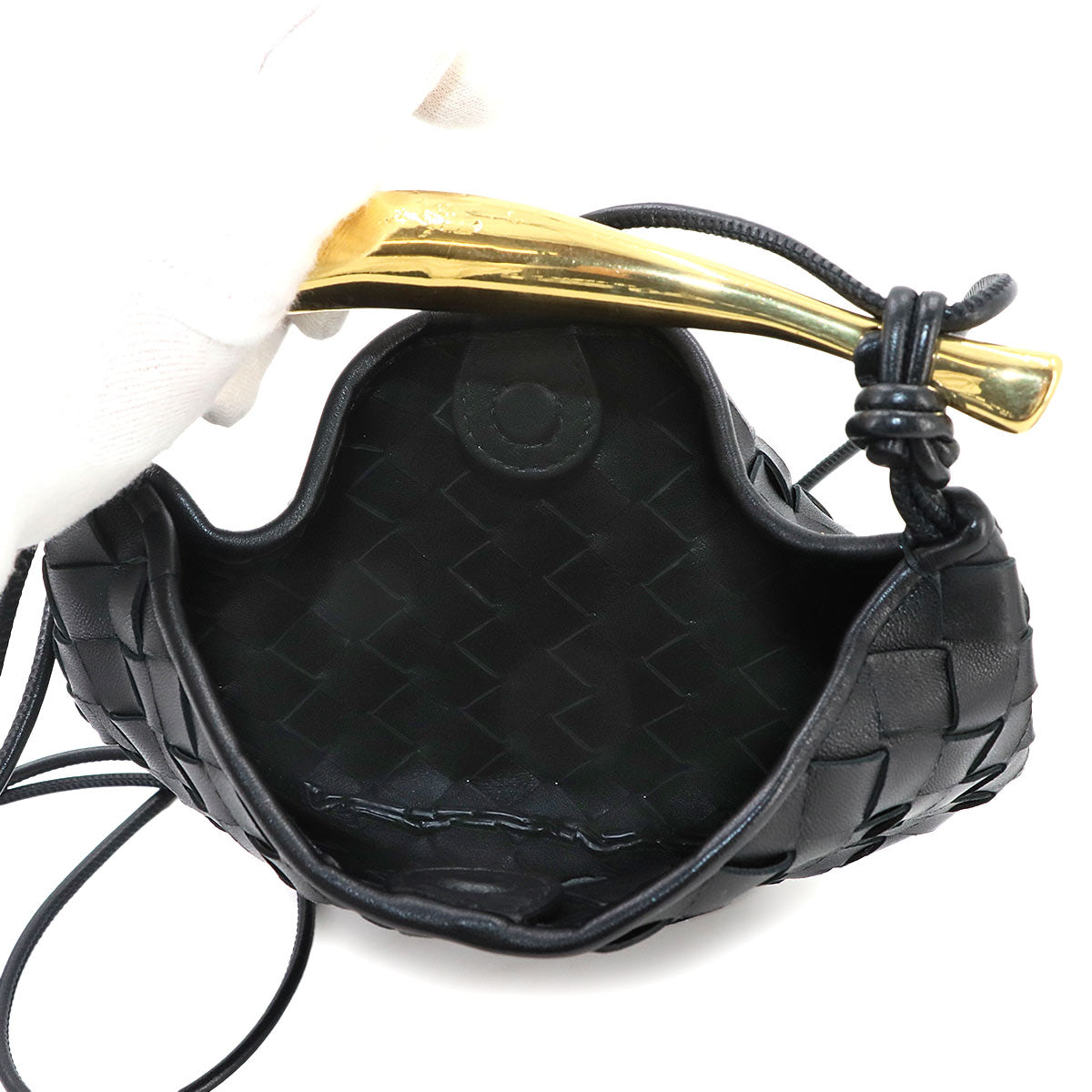 Intrecciato Mini Sardine Shoulder Bag Black 744267