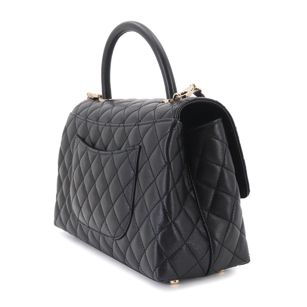 Matelasse Hand Shoulder Bag Leather Black A92991 Purse