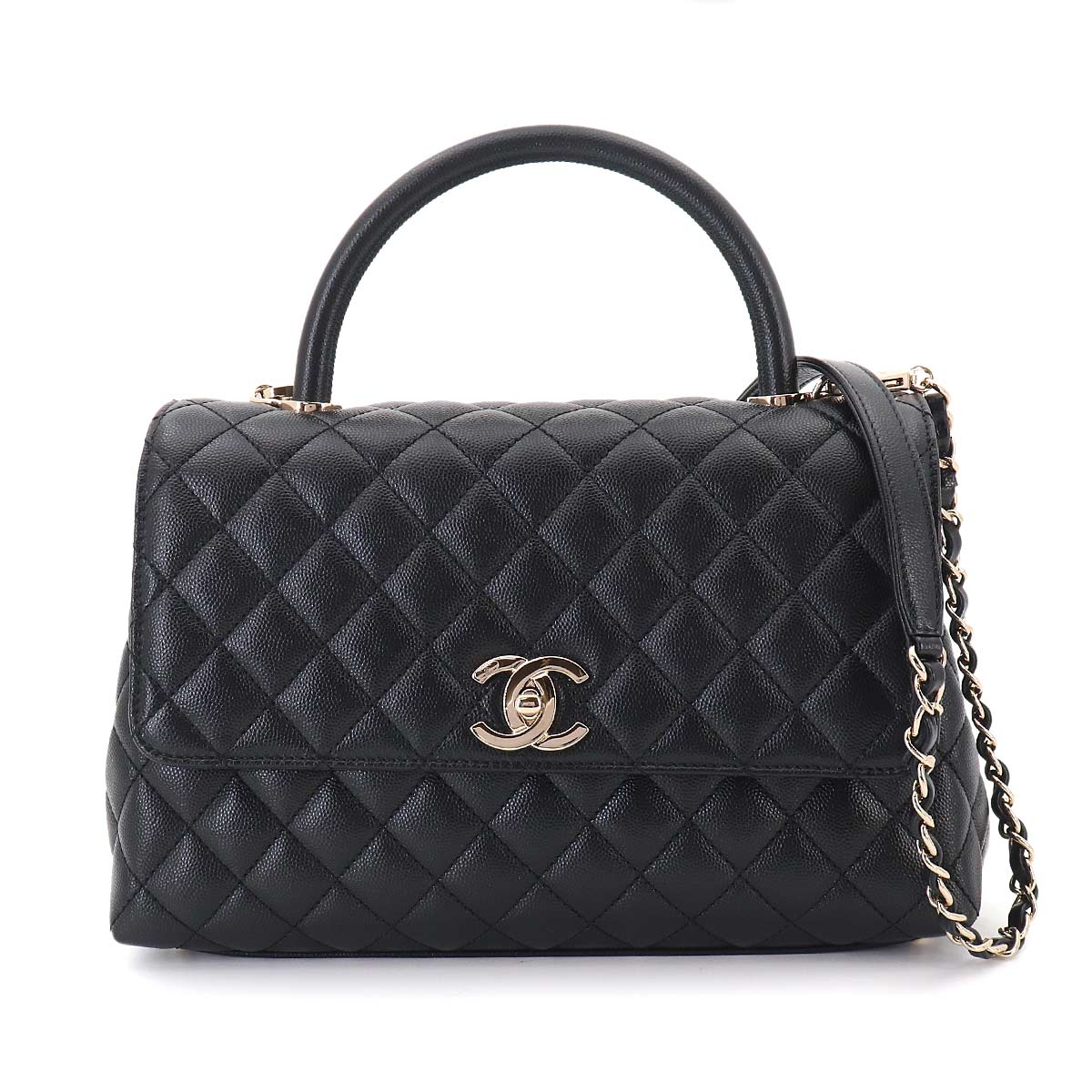 Matelasse Hand Shoulder Bag Leather Black A92991 Purse