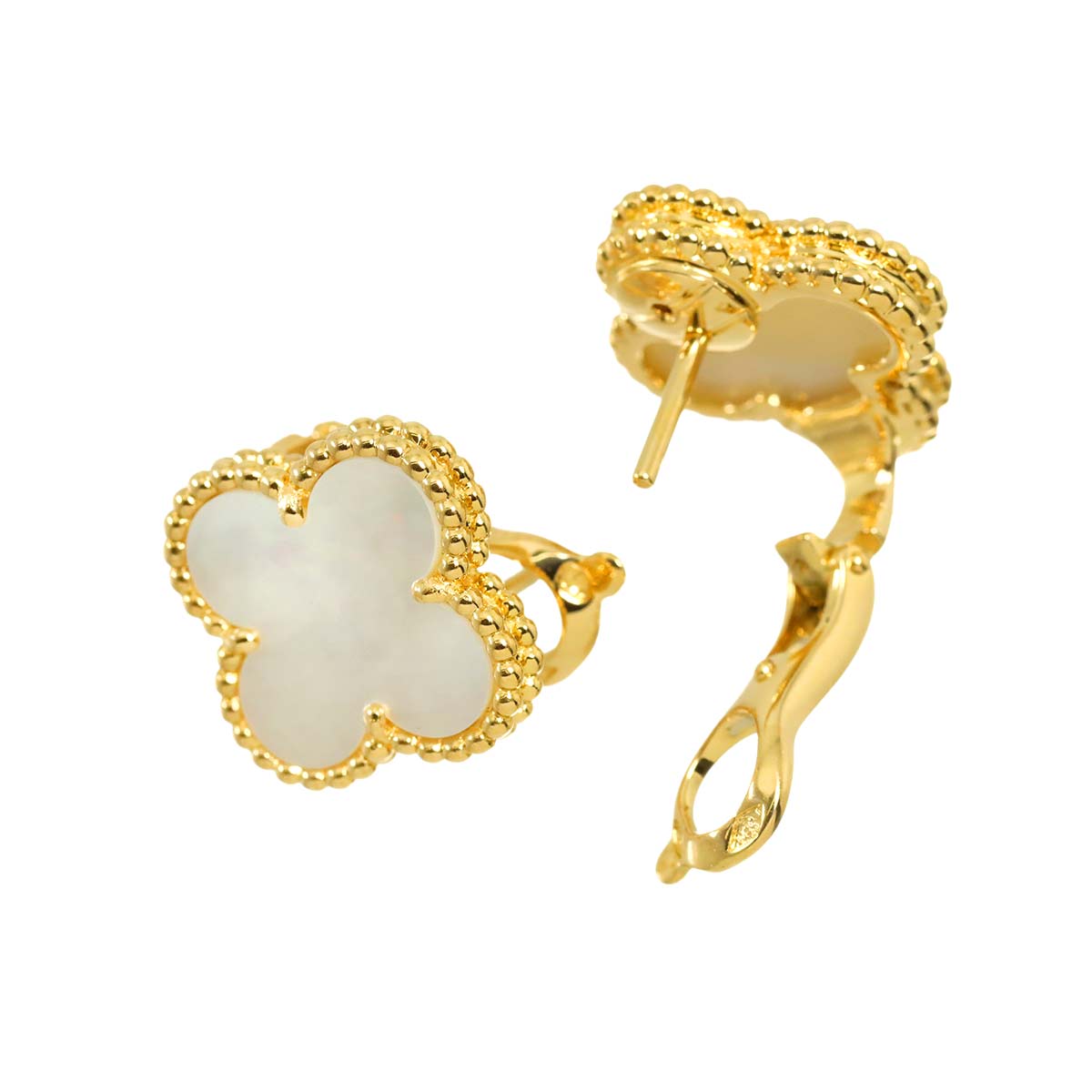 Vintage Alhambra MOP Earrings Pierced 18K YG