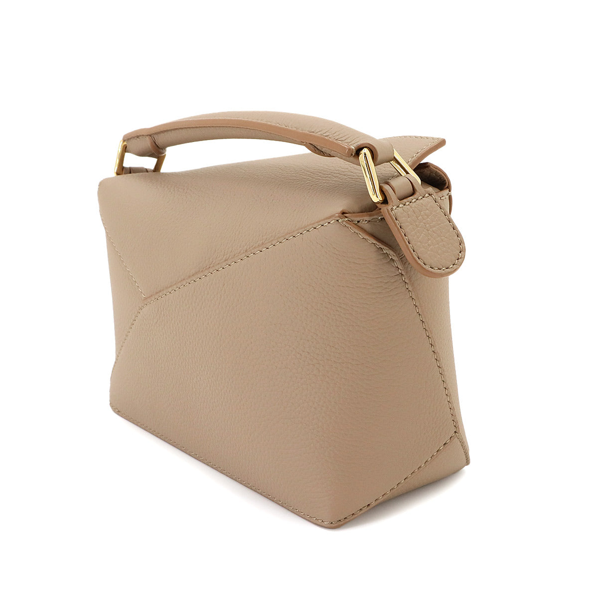 Pazzle Edge Bag Mini Hand Shoulder Bag Leather Sand Beige
