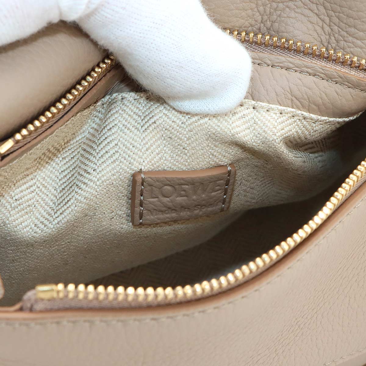 Pazzle Edge Bag Mini Hand Shoulder Bag Leather Sand Beige