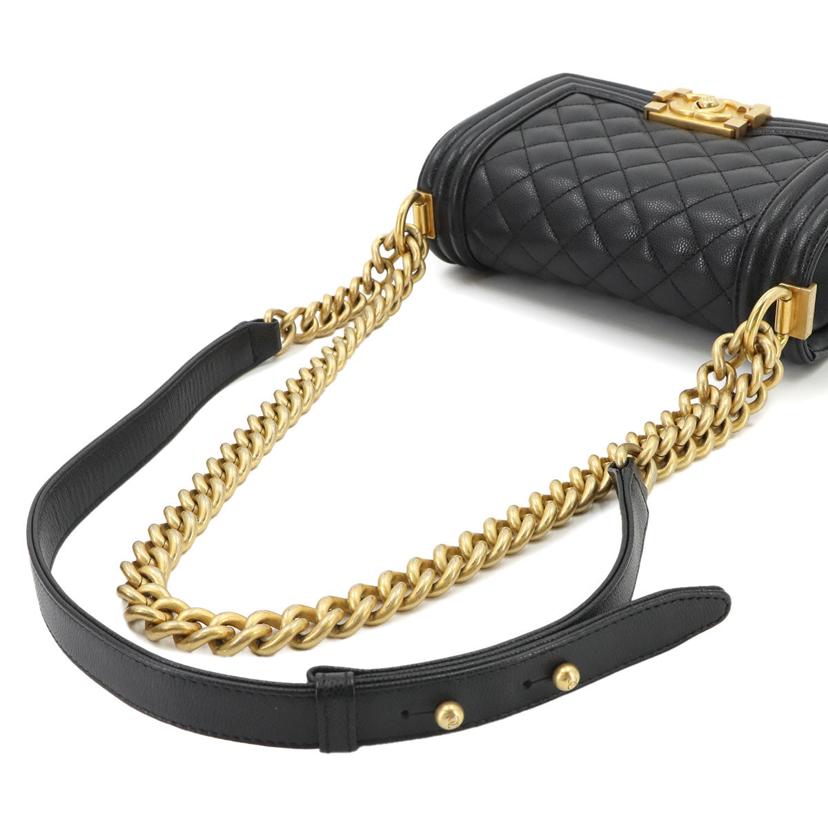 BOY CHANEL Small Chain Shoulder Bag Leather Black A67085