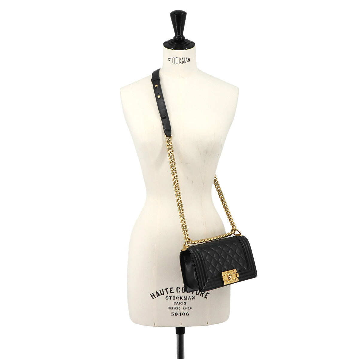 BOY CHANEL Small Chain Shoulder Bag Leather Black A67085